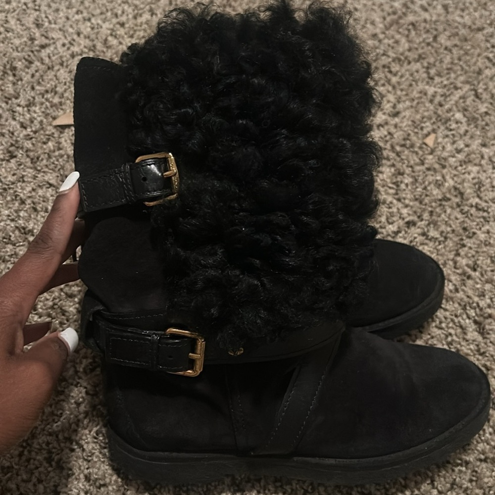 Louis Vuitton Suede & Fur Strap Boot Pre-Loved Good Condition Size 38 Authentic - Picture 2 of 6
